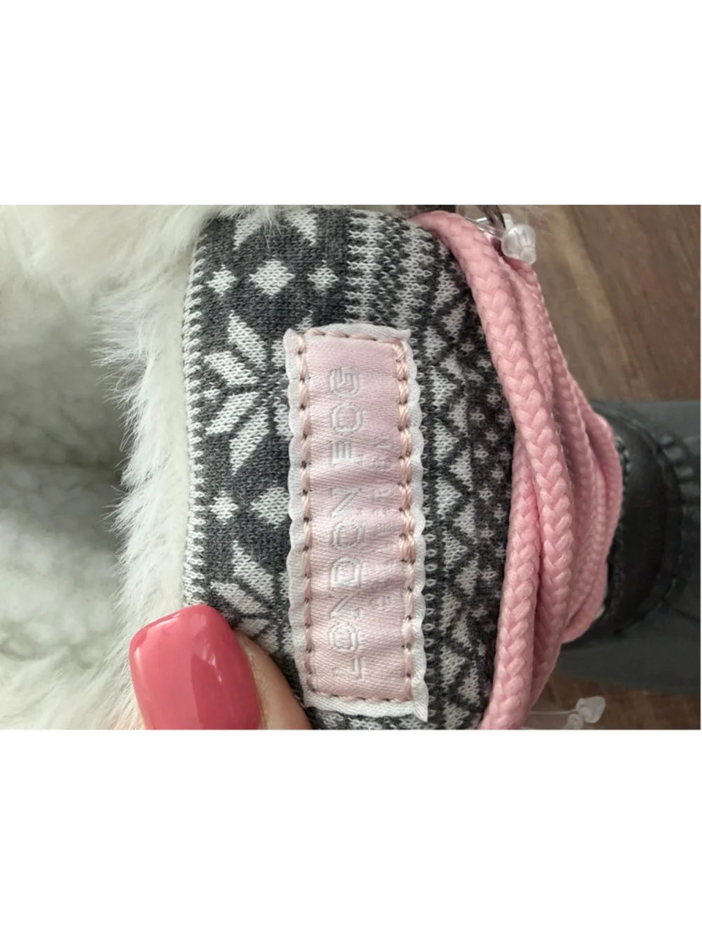 Girls London Fog Snow Boots Size 13 Grey Pink Faux Fur Winter Boots
